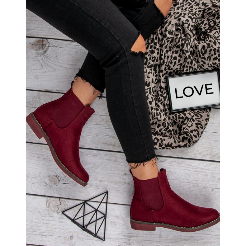 Super Mode Claret suede Chelsea boots red 1