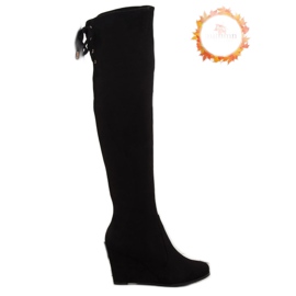 Black wedge boots LB-263 1