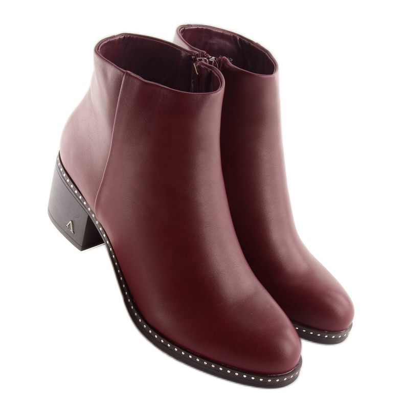 Boots on a stable heel burgundy BH120-KB red 1