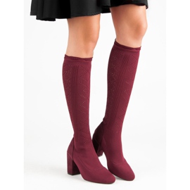 Openwork boots on a post red 2