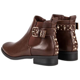 Queen Vivi Brown Chelsea Boots With Rhinestones 2