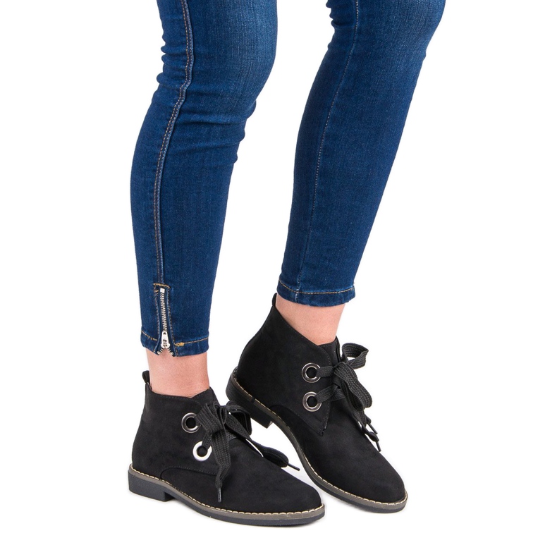 Super Mode Suede Knotted Boots black 1