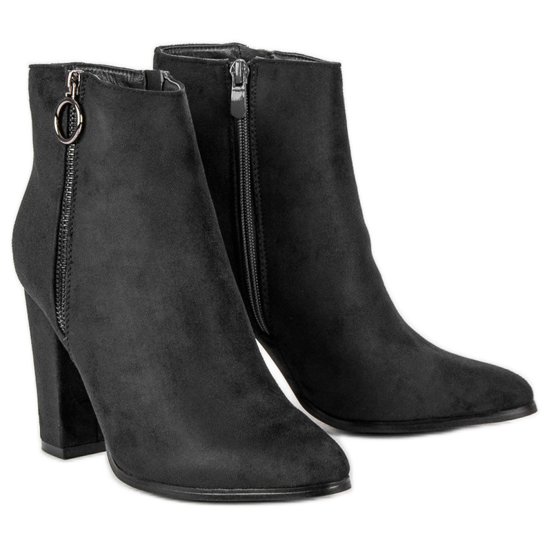 Super Mode Suede high-heeled ankle boots black 1