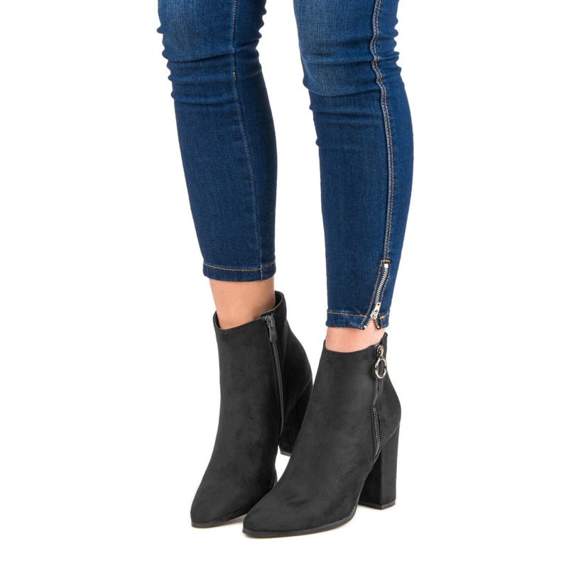 Super Mode Suede high-heeled ankle boots black 2