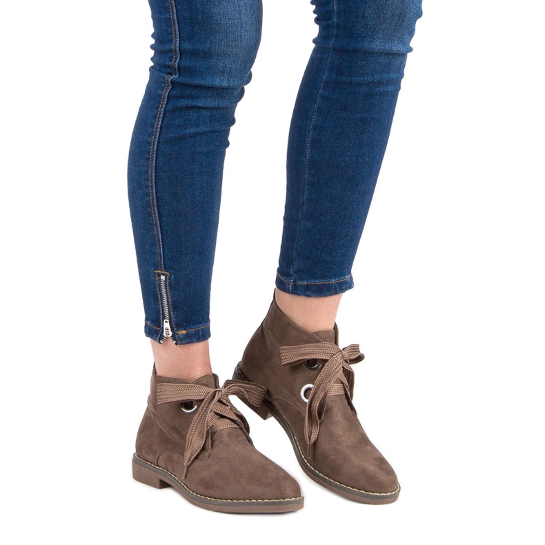 Super Mode Suede Knotted Boots brown 1