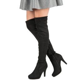 Super Me Suede thigh boots on a high heel black 2