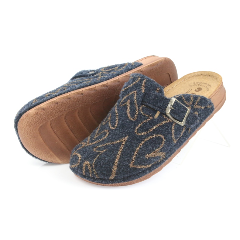 Felt slippers Inblu UA033 golden hearts navy blue 4 Felt slippers Inblu UA033 golden hearts navy blue 4