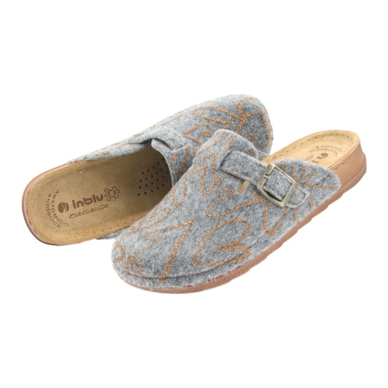 Felt slippers Inblu UA033 golden hearts grey yellow 4 Felt slippers Inblu UA033 golden hearts grey yellow 4