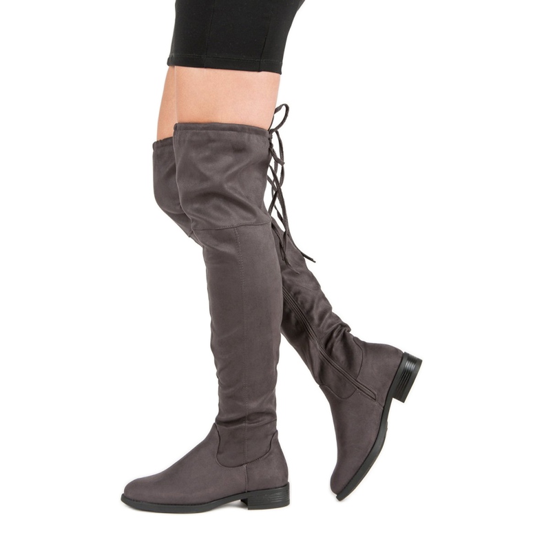 Gray Thigh-boots On A Flat Heel grey 1
