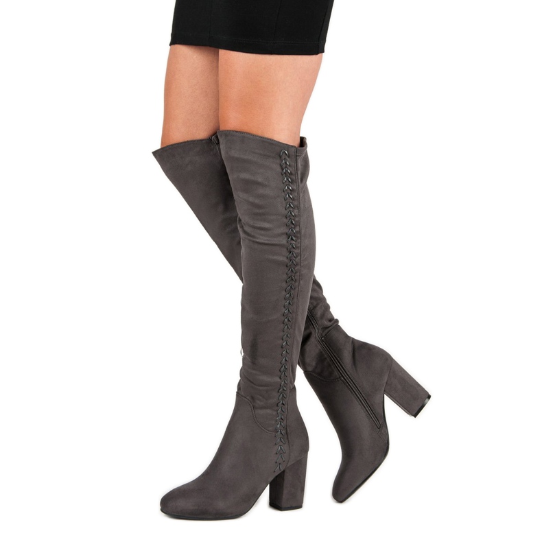 Queentina Over-the-knee boots on the post grey 1