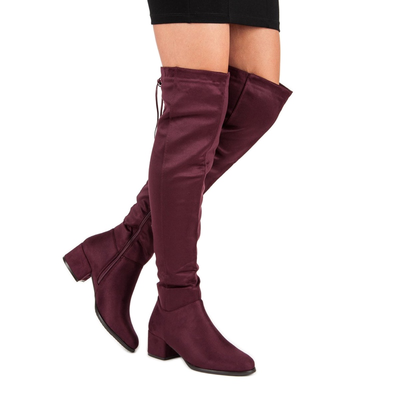 Queentina Burgundy suede boots multicolored red 1