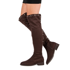 Cm Paris Thigh-high boots with beads brown 1