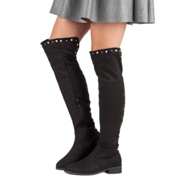 Cm Paris Thigh-high boots with beads black 2