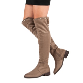 Cm Paris Thigh-high boots with beads brown 1