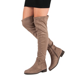 Cm Paris Classic suede thigh boots brown 1