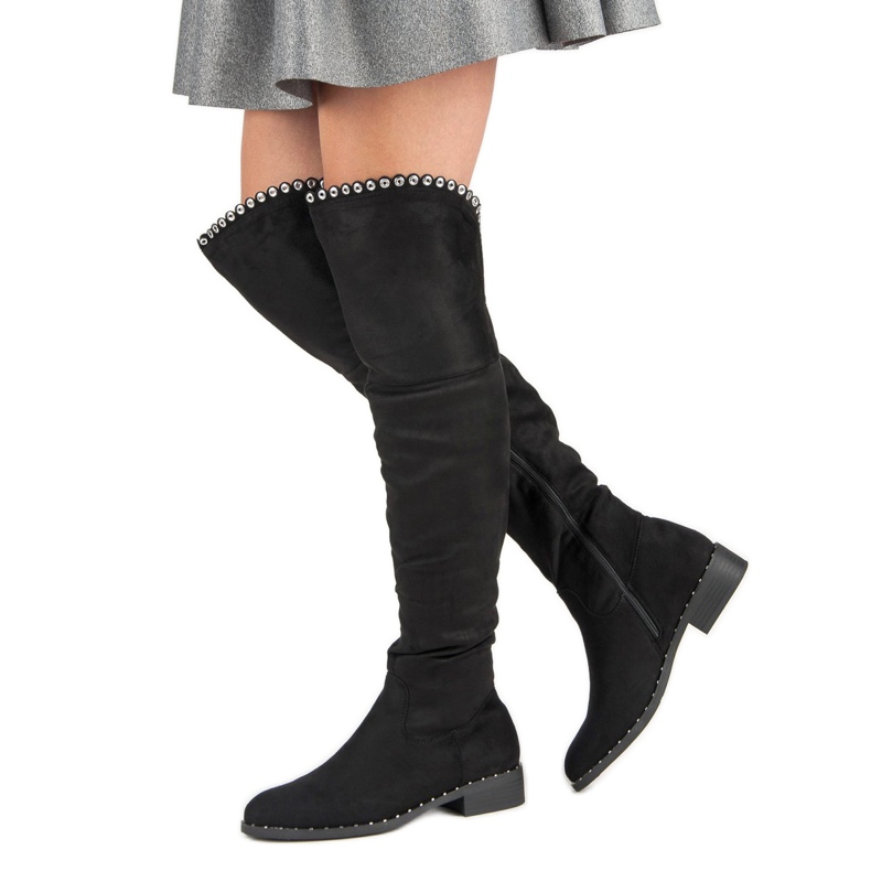 Queentina Suede thigh boots black 1 Queentina Suede thigh boots black 1