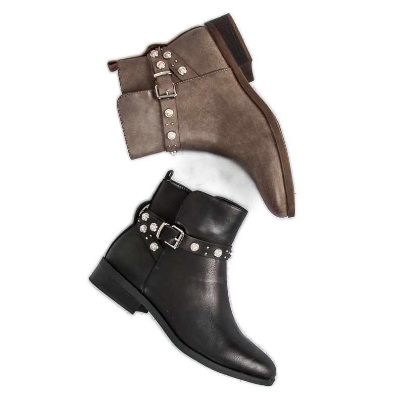 Super Mode Boots with pearls black 1