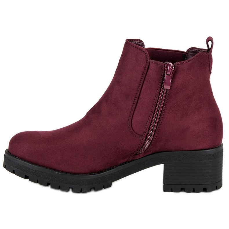 Ideal Shoes Maroon Chelsea boots with high heels red 1
