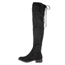 SDS Thigh-high boots with rhinestones black 2