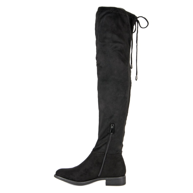 SDS Thigh-high boots with rhinestones black 2
