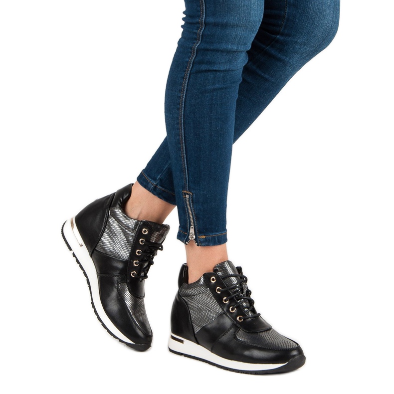 J. Star Sports wedge sneakers black 1