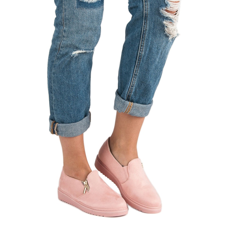Pink Suede Slipons 1