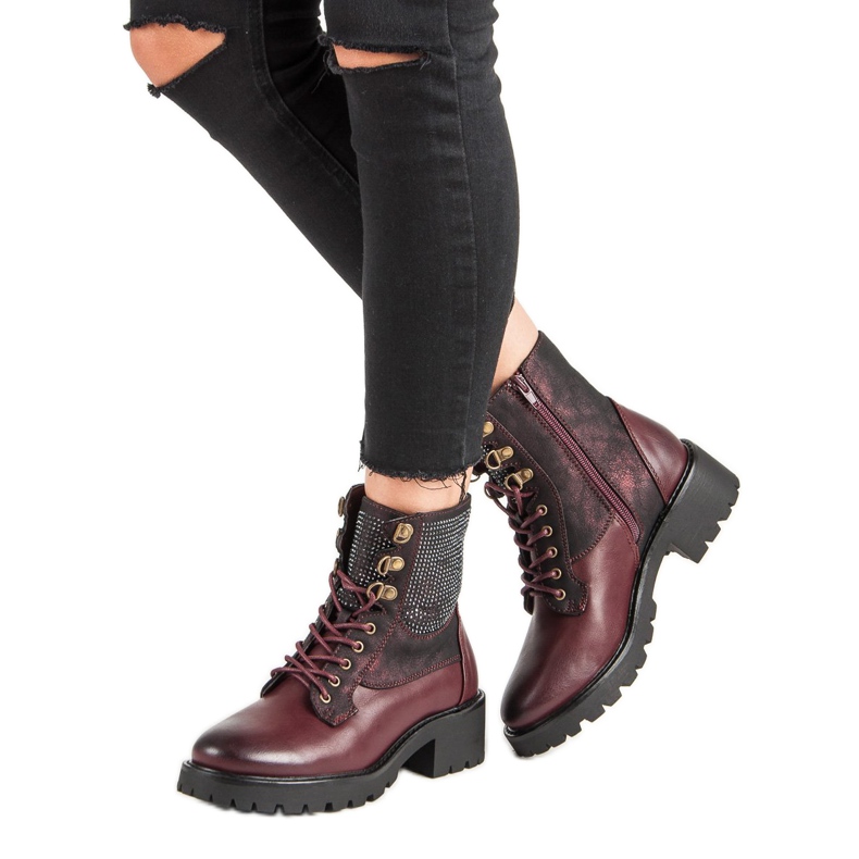 Ideal Shoes Laced Workers On The Platform multicolored red 2