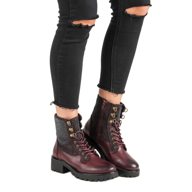 Ideal Shoes Laced Workers On The Platform multicolored red 1