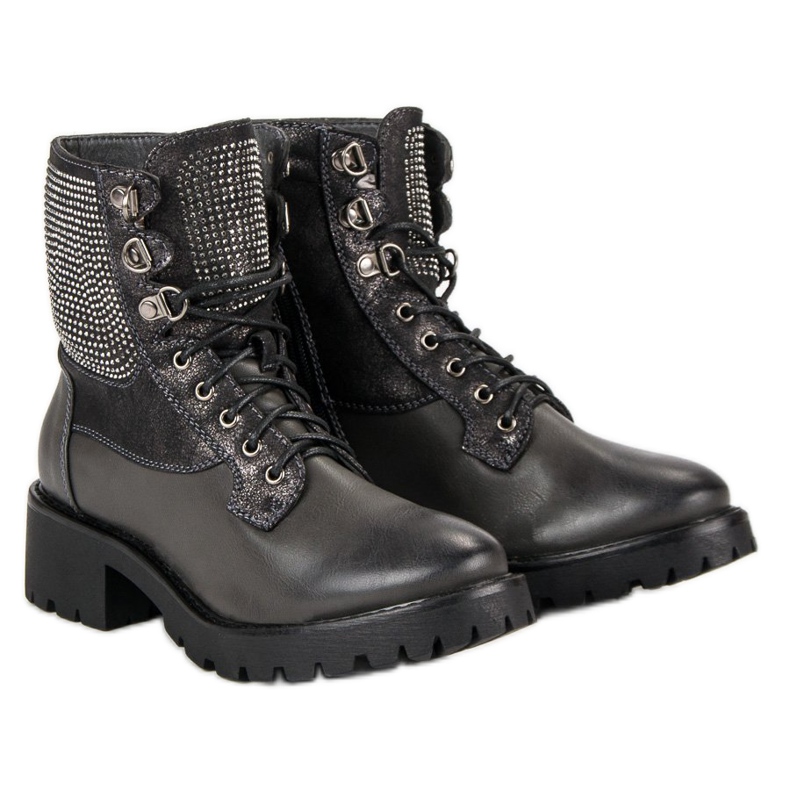 Ideal Shoes Laced Workers On The Platform green 1