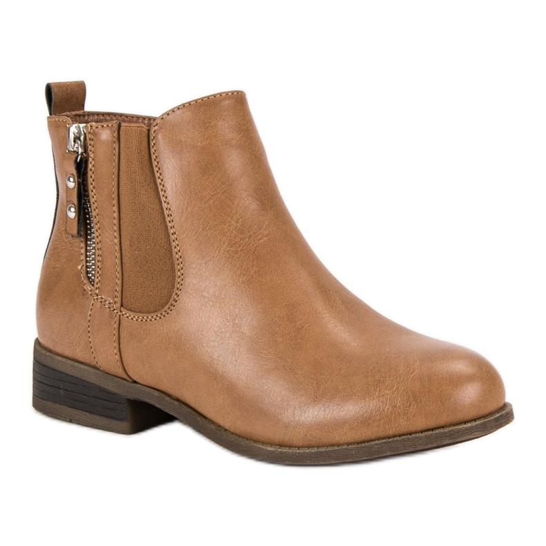 Kayla Camel boots on a flat heel brown 1