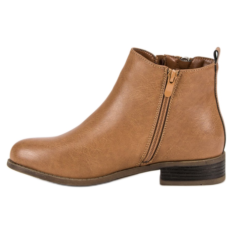 Kayla Camel boots on a flat heel brown 2