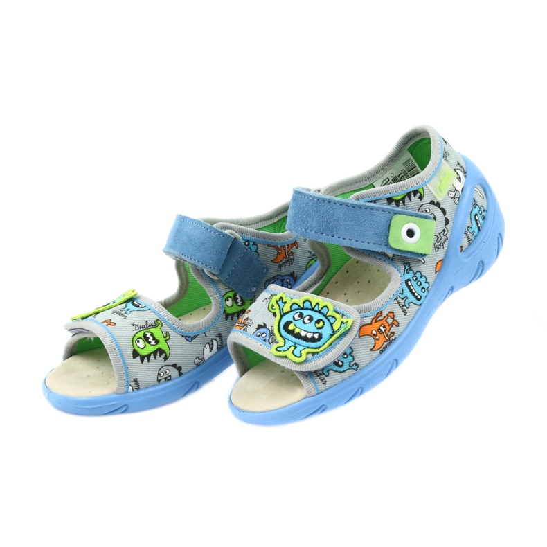 Befado children's shoes pu 433P031 slippers blue grey 4 Befado children's shoes pu 433P031 slippers blue grey 4