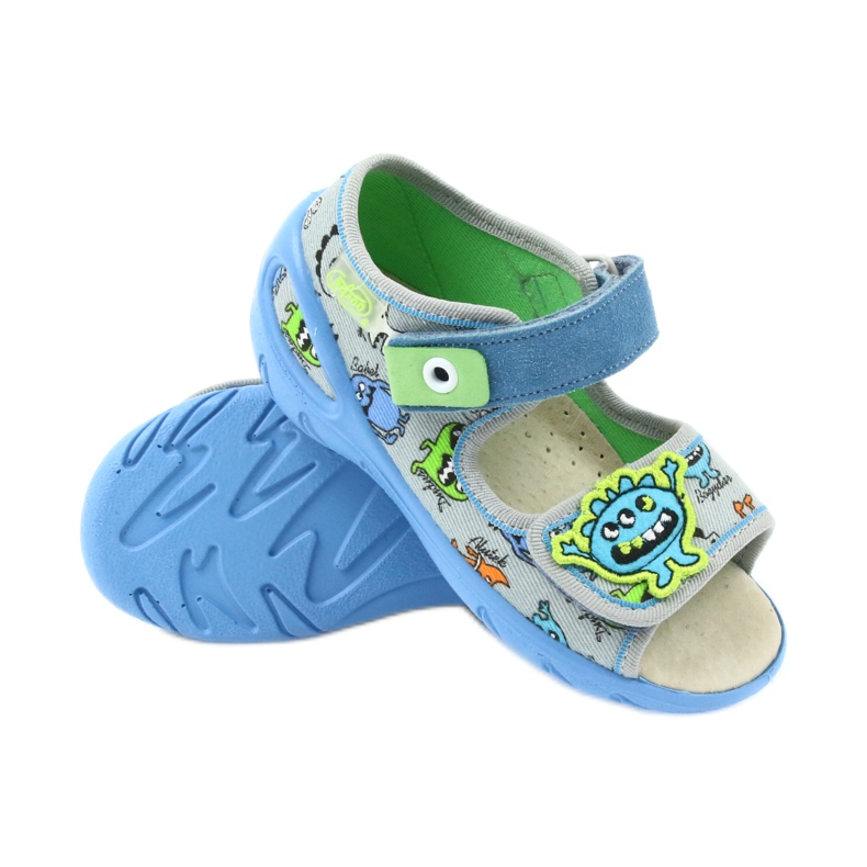 Befado children's shoes pu 433P031 slippers blue grey 3 Befado children's shoes pu 433P031 slippers blue grey 3