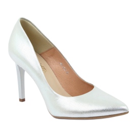 Espinto Women's leather pumps silver metallic 456/166 1 Espinto Women's leather pumps silver metallic 456/166 1