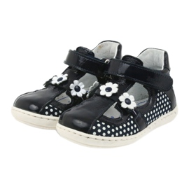 Girls' leather ballerinas with white dots 267 RenBut blue 3 Girls' leather ballerinas with white dots 267 RenBut blue 3