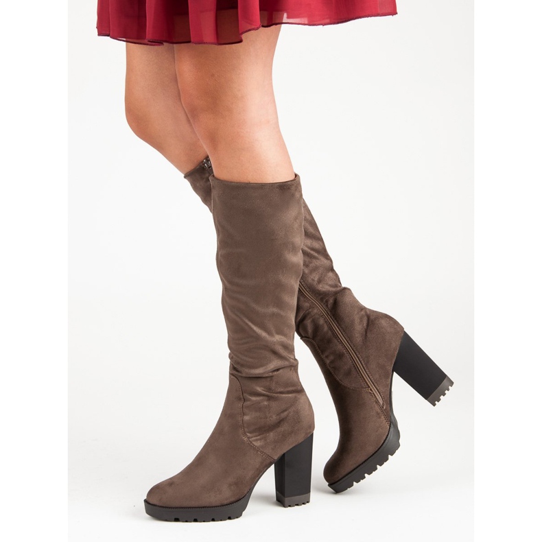 Super Mode Suede Platform Boots brown 1