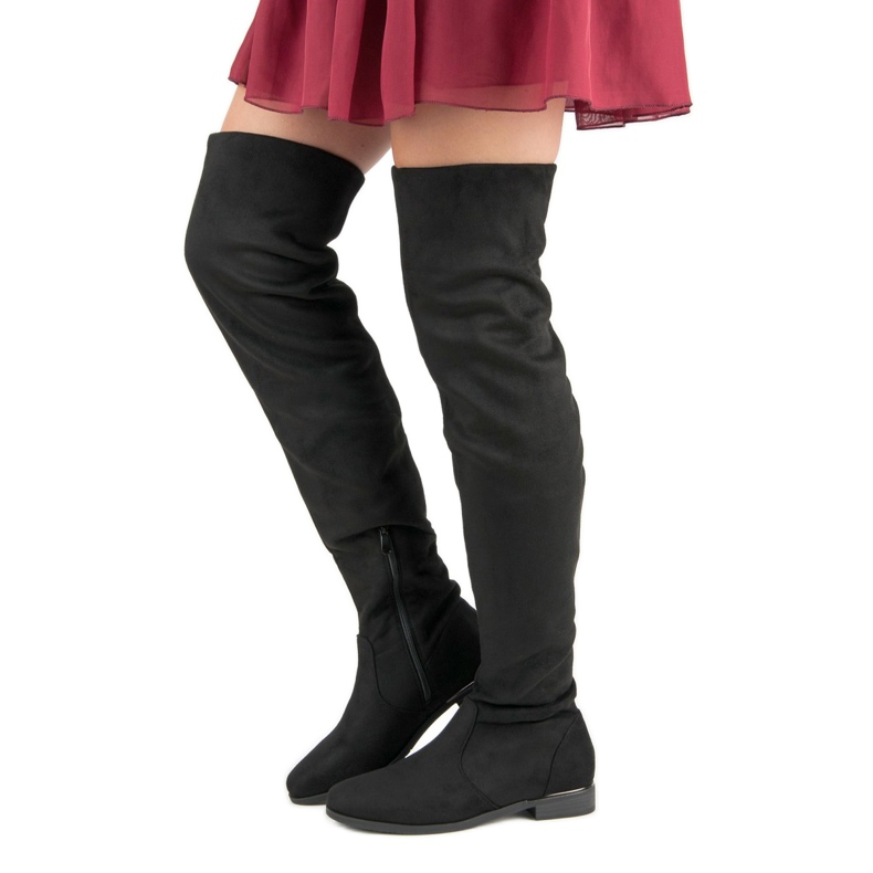 SDS Suede thigh boots black 1