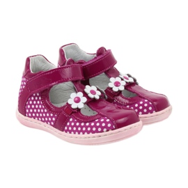 Polka dot ballerinas with flowers Ren But 267 pink white 4