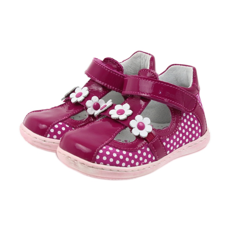 Polka dot ballerinas with flowers Ren But 267 pink white 3