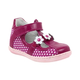 Polka dot ballerinas with flowers Ren But 267 pink white 1
