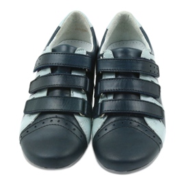 Mido leather leather shoes for Velcro Mido navy blue 4