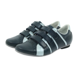Mido leather leather shoes for Velcro Mido navy blue 3