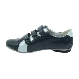 Mido leather leather shoes for Velcro Mido navy blue 2