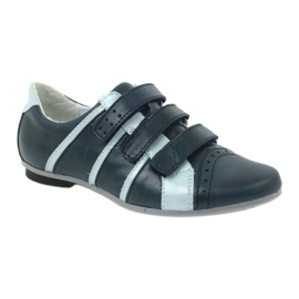 Mido leather leather shoes for Velcro Mido navy blue 1