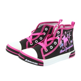 American Club Black sneakers children's shoes with a zipper American TEN13 blue pink 3
