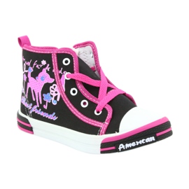 American Club Black sneakers children's shoes with a zipper American TEN13 blue pink 1