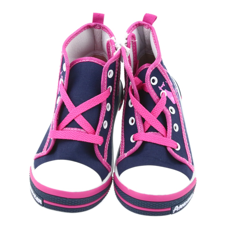 American Club American TEN13 navy blue sneakers with a zipper pink 4