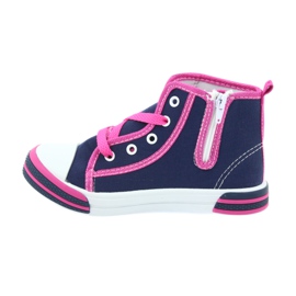 American Club American TEN13 navy blue sneakers with a zipper pink 2