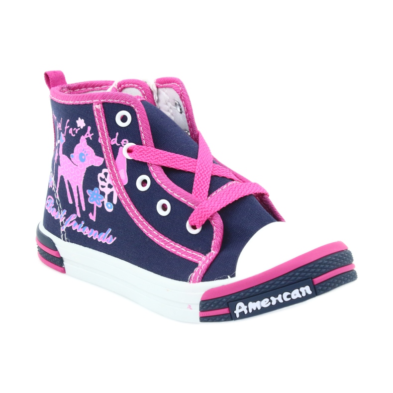 American Club American TEN13 navy blue sneakers with a zipper pink 1