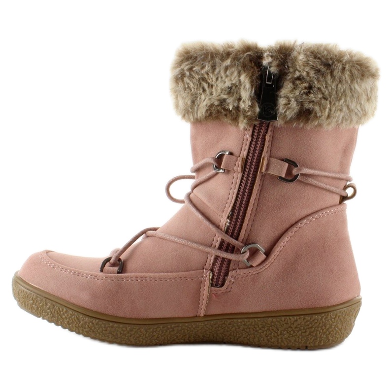 Half boots for children with fur K1647201 Rose pink 1
